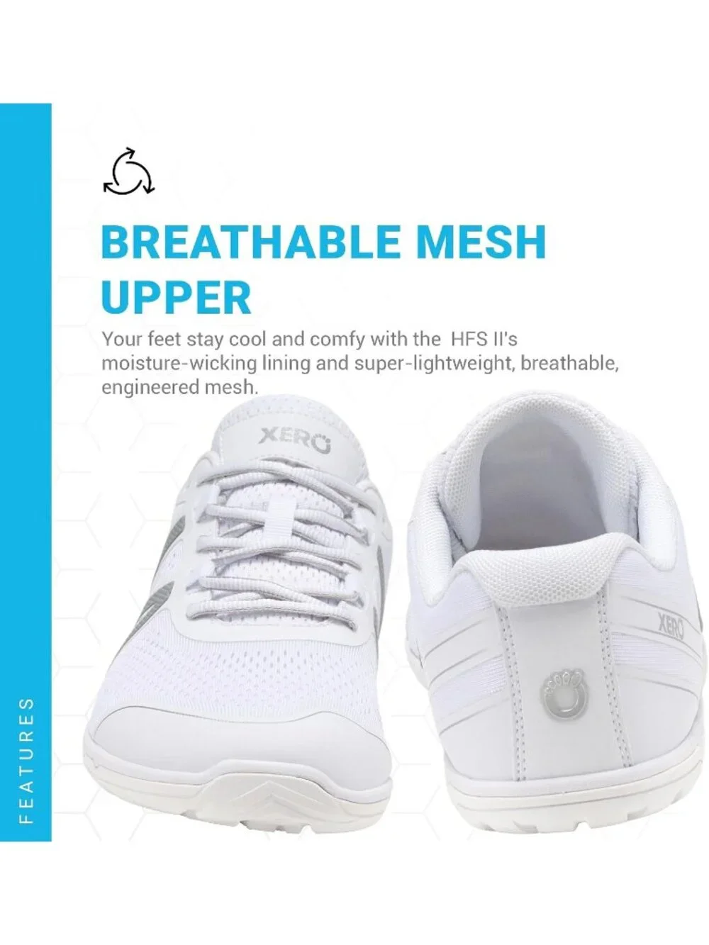 Xero Men's White Rubber Lightweight Lace Up Running Comfortable Athletic Shoes